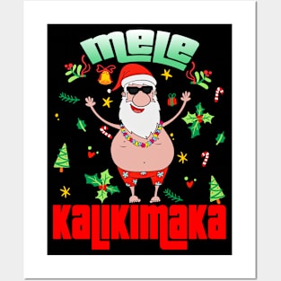 Mele Kalikimaka Christmas Santa Shaka Hawaii Posters and Art